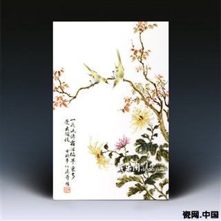 《毕伯涛花鸟小瓷板》