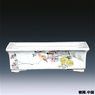 《浅绛彩花鸟尊》